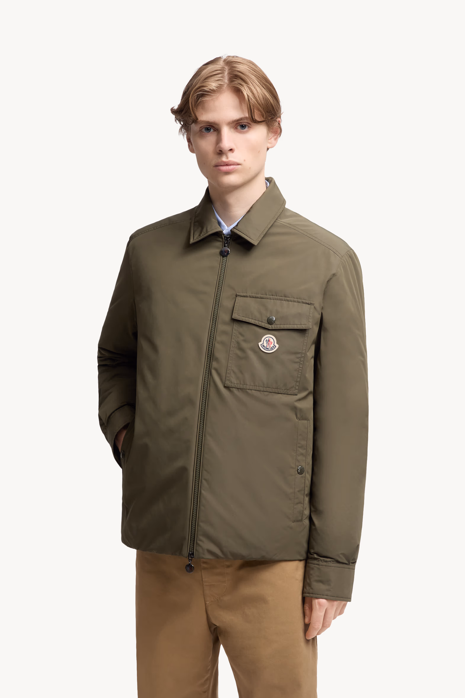 Vigeon Down Shirt Jacket Men Olive Green Moncler 3